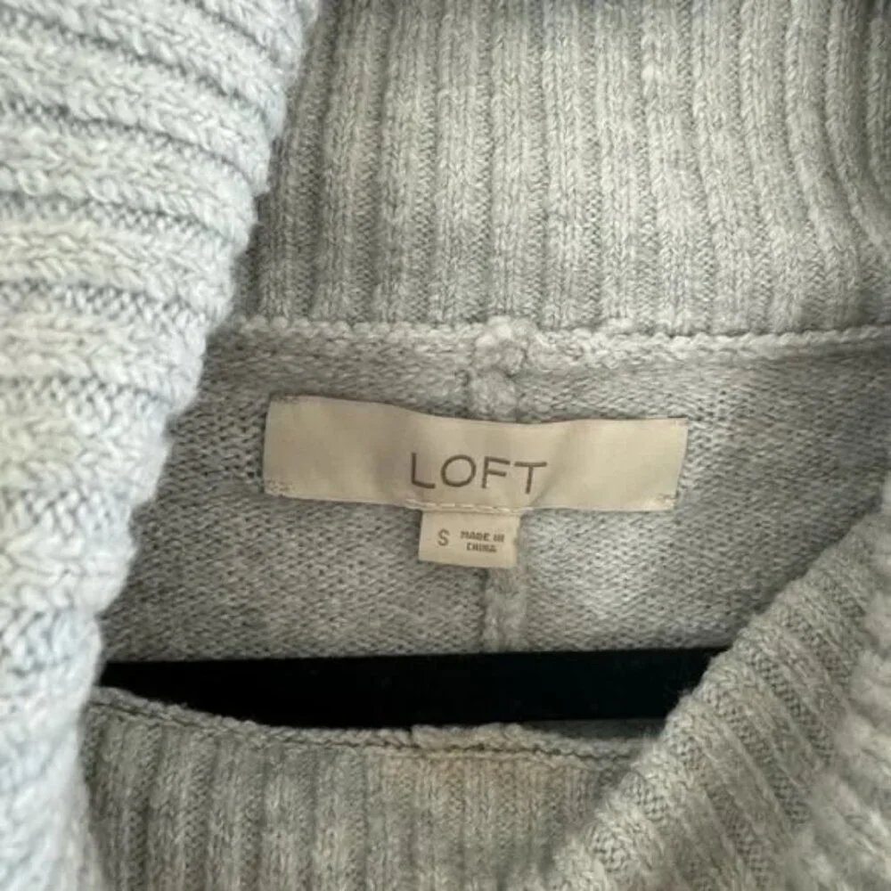 LOFT Oversized Green/Gray Colorblock Pocket Poncho Sweater Gray Ombré Size Small